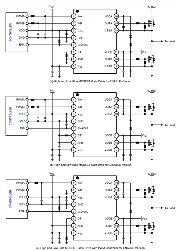 Application Circuit Diagram - onsemi NCP51563 Gate Drivers